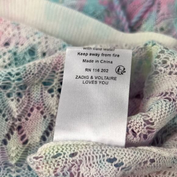 Zadig & Voltaire Delvy Rainbow Colorful Open Knit Sweater Size XS - Picture 7 of 8